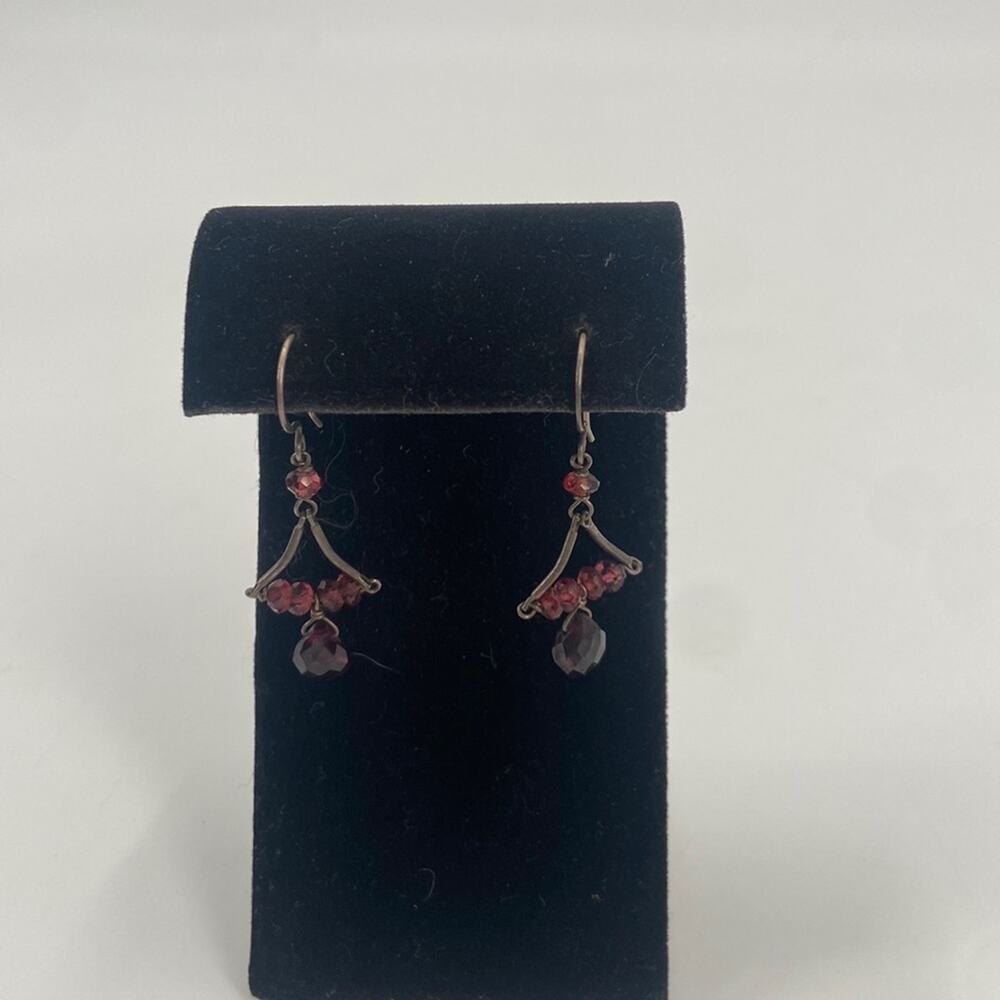 Handmade Sterling silver garnet and amethyst chandelier earrings